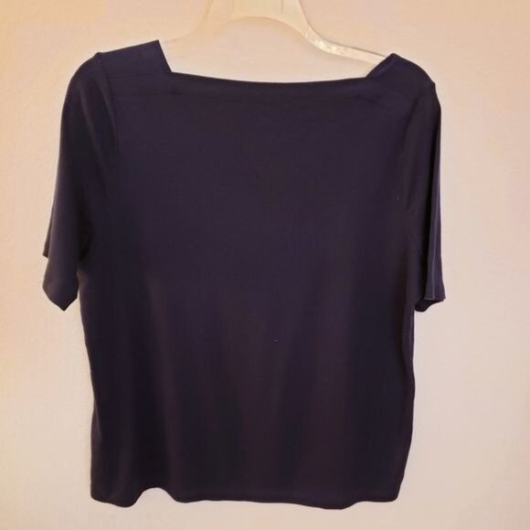 Talbots 100% Cotton Navy Blue Square Neck T Shirt Top Size 2X GUC - Picture 4 of 7